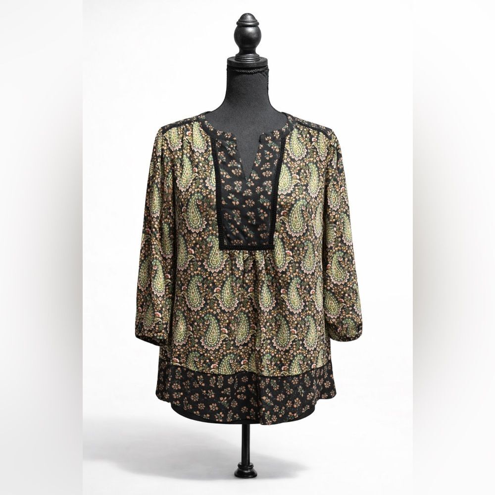 DR2 Boho Paisley Floral Tunic Top Size Small